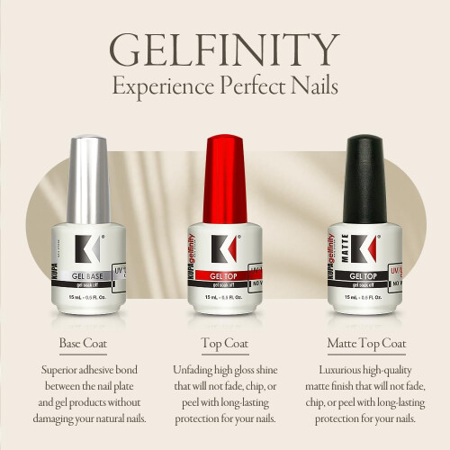 Kupa GFLFINITY - MACHEN Sie Gel - Basis- und Decklack glnzend (No -Wipe) 0,5 FL Oz 2
