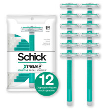 Schick Xtreme 2 Blade Sensitive Skin Disposable Razor For Men Pack of 12