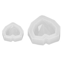 2 piezas de moldes de silicona para corazones geométricos transparentes con acabado espejo