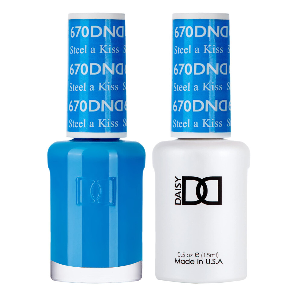 Daisy Dnd Dnd Gel Polish Set Blue Collection Uv/Led Gel Polish And Air Dry Nail Lacquer Matching Chip-Free Polish Duo 670 Steel A Kiss 0.5 Fl Oz