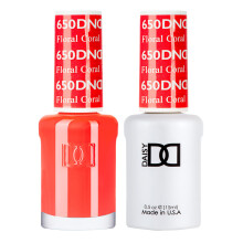 DND Gel-Nagellack-Set, Orange Collection, UV/LED-Gel-Nagellack und lufttrockener Nagellack, passendes, splitterfreies Nagellack-Duo 650 Floral Coral,
