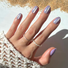 Glamnetic Press On Nails - Seaspell | Short Almond Pink Fake Nails with a Velvet Finish Salon Quality Summer Nails | 15 Sizes - 30 Nail Kit with Glu