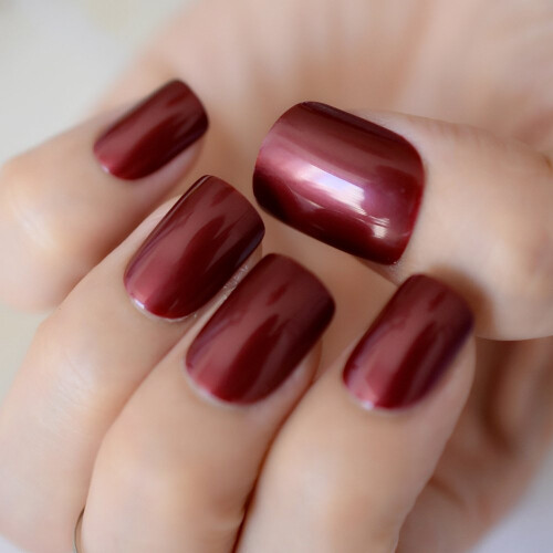 CoolNail Κόκκινα Ψεύτικα Νύχια Τips Σταθερού Χρώματος Τετράγωνα 2