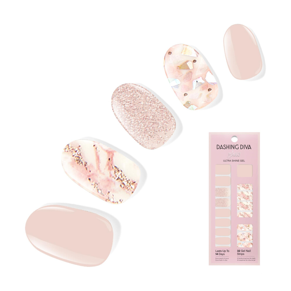 Dashing Diva Gloss Nail Strips - Crystal Clear | Uv Free Chip Resistant Long Lasting Gel Stickers | Contains 32 Wraps 1 Prep Pad 1 File