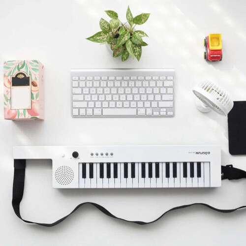(Red) Portable 37-Key Electronic Keyboard Piano Mini Electronic Organ Piano + Microphone + Cable 2