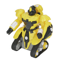 (Red) DIY Smart 2.4G Block Building One-Key Demonstration 360 Rotation RC Robot Toy