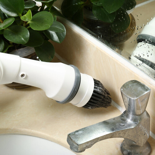 (UK Plug) Handheld Electric Cordless Spin Tub Tile Scrubber Cleaner with 3 Replaceable Brush Heads 2