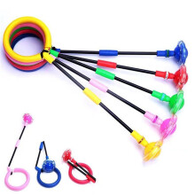 (Red) Folding Children's One-foot Jumping Ball With Sponge Ring Flashing Fitness Jumping Ball Toys