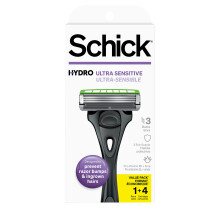 Rasoir Schick Hydro Slim TĂŞte Sensible pour Hommes - Rasoir Peau Sensible avec 4 Lames