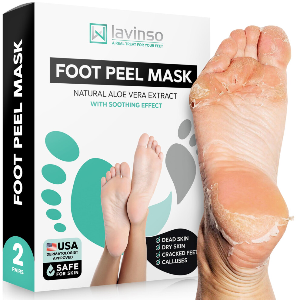 Lv Lavinso Lavinso Foot Peel Mask For Dry Cracked Feet - 2 Pack Peeling Mask Removes Dead Skin And Calluses - Exfoliating For Soft Baby Feet Original Scent
