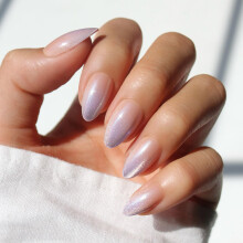 Glamnetic Press On Nails - Polar Day | Short Almond Fake Nails with Ombr? Lilac Tips and Glossy Velvet Finish Salon Quality | 15 Sizes - 30 Nail Kit