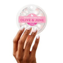 Olive & June Instant Mani Press-On Nails | (Glue) Short Round 42 Fake Nails 21 Sizes | Non-Toxic Long-Lasting Recycled Materials Realistic Look |