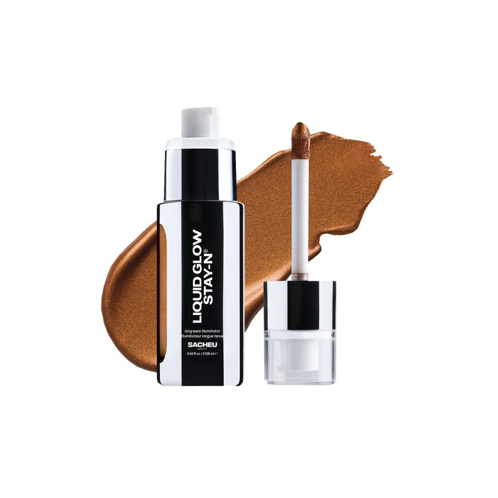Sacheu Liquid Glow Stay-N Liquid Highlighter & Illuminator Makeup - 30Ml Long Lasting Luminous Glow Lightweight Dewy Finish Toasty Glaze