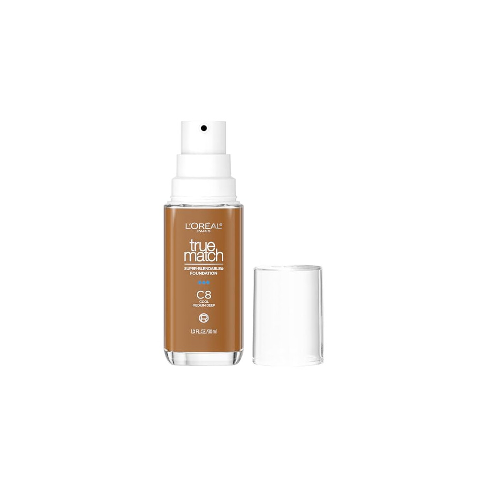 Photos - Foundation & Concealer LOreal L'Oreal Paris True Match Super-Blendable Foundation Medium Coverage Liquid Foundation Makeup C8 Medium Deep 1 Fl Oz 00712496 