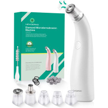 NEWDERMO 2-in-1 Microdermabrasion Machine for Facial, Diamond Microdermabrasion Device USB Rechargeable - Advanced Home Facial Treatment Machine (Whit