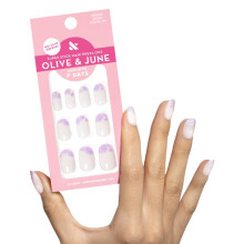 Olive & June Super Stick Mani Press-On Nails | Short Round | No Glue Needed | 32 Tab Nails in 16 Sizes | Non-Toxic Tabs | Easy On-Off Non-Damaging