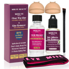Klar paryklim 1 oz/30 ml med b?ndh?tter |Sv?mning tilladt| Vandt?t til frontsn?re Installationss?t med ekstremt st?rkt hold (1 oz lim + 1 oz fjer