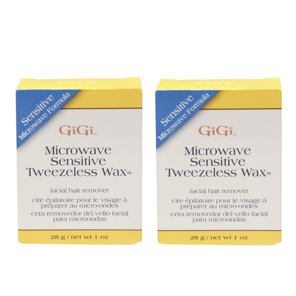 Gigi Microwave Sensitive Tweezeless Wax With Azulene Oil - Non-Strip Facial Hair Remover For Sensitive Skin, 1 Oz