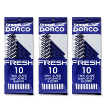 Dorco Fresh Twin Blade Disposable Razors | 3-Pack | Smooth and Precise Shave | Comfortable Grip Handle | Ideal for Travel and Everyday Use