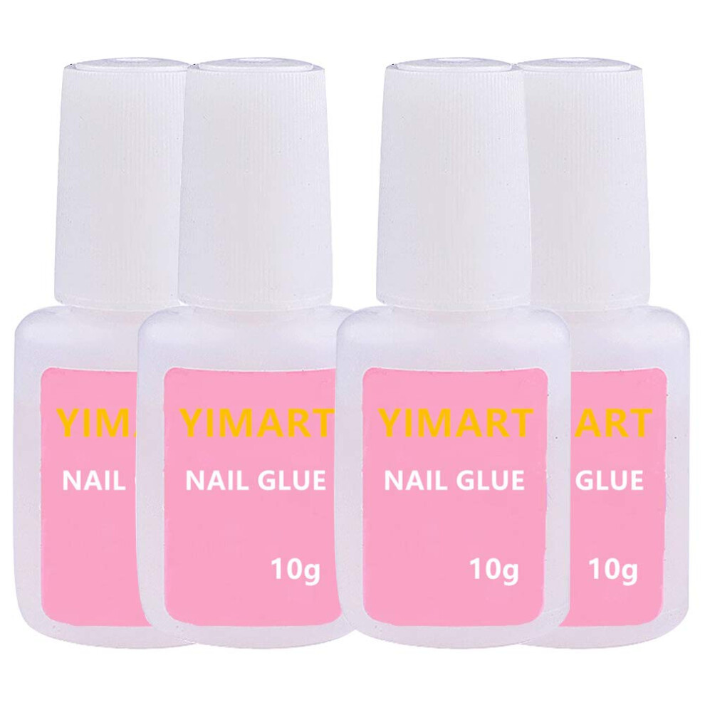 Yimart 10G Fast Drying Adhesive Glue For False Nail Tip Manicure Decoration Nail Glue With Brush (4Pcs)