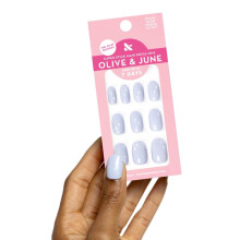 Olive & June Classic Super Stick Mani Press On Nails | Short Round | No Glue Needed | 32 Tab Nails in 16 Sizes | Non-Toxic Tabs | Easy On-Off Non-Da