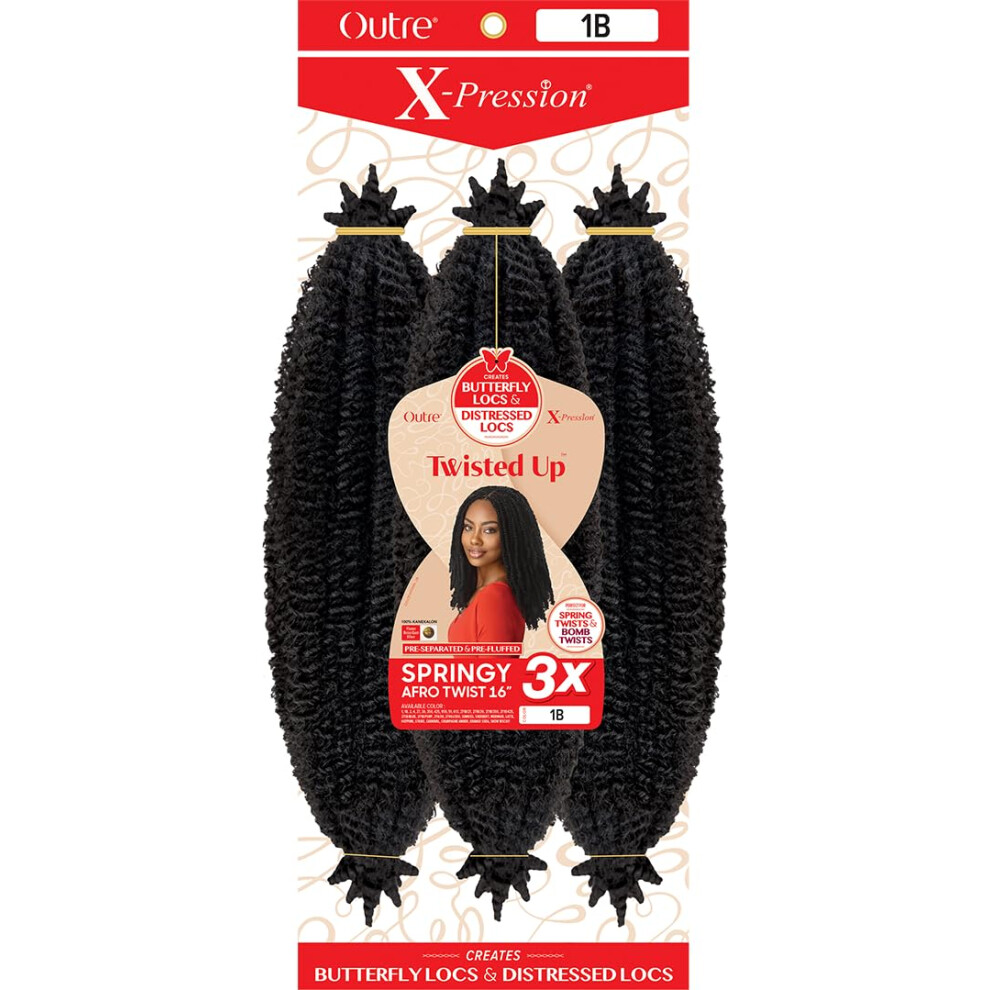 Outre Unisex X-Pression Synthetic Braid - 3X Springy Afro Twist 16 (30)