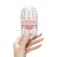 Olive & June Mani Minimalist Instant Press-On Nails | (Glue) Medium Oval 42 Fake Nails 21 Sizes | Non-Toxic Long-Lasting Barely-There Look Salon-Q
