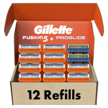 Gillette Fusion5 Refills til m?nds barberblade 10 Count + Fusion5 ProGlide barberbladsrefills - 2 Count | En pakke med 12 refills