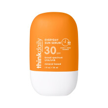 Thinkdaily SPF 30 Sunscreen Everyday Sun Serum for Face 1 Fl Oz Zinc Oxide Mineral Sunblock UVA/UVB Protection Hydrating Jojoba Oil Vitamin E &