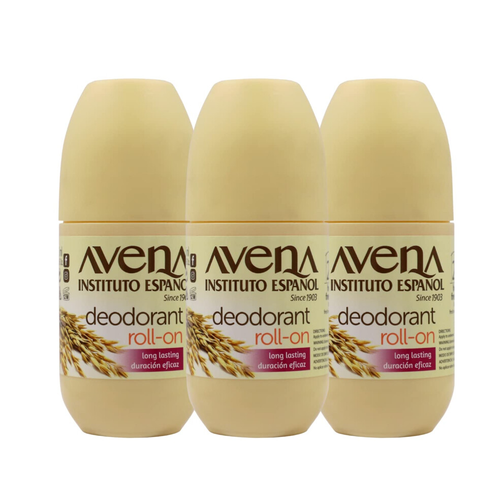 Avena Instituto Espa Avena Instituto Espanol Deodorant Roll-On, 3 Pack, 2.5 Oz Each, 3 Bottles