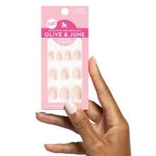 Olive & June Classic Super Stick Mani Press On Nails | Extra Short Round | No Glue Needed | 32 Tab Nails in 16 Sizes | Non-Toxic Tabs | Easy On-Off N