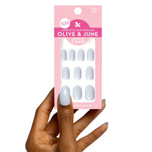 Olive & June Classic Super Stick Mani Press On Nails | Short Round | No Glue Needed | 32 Tab Nails in 16 Sizes | Non-Toxic Tabs Easy On-Off Non-Dama