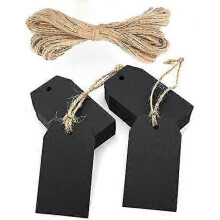 Black Gift Tags,100 Pcs Kraft Paper Gift Tags with String,craft Hang Tags with Natural Jute Twine