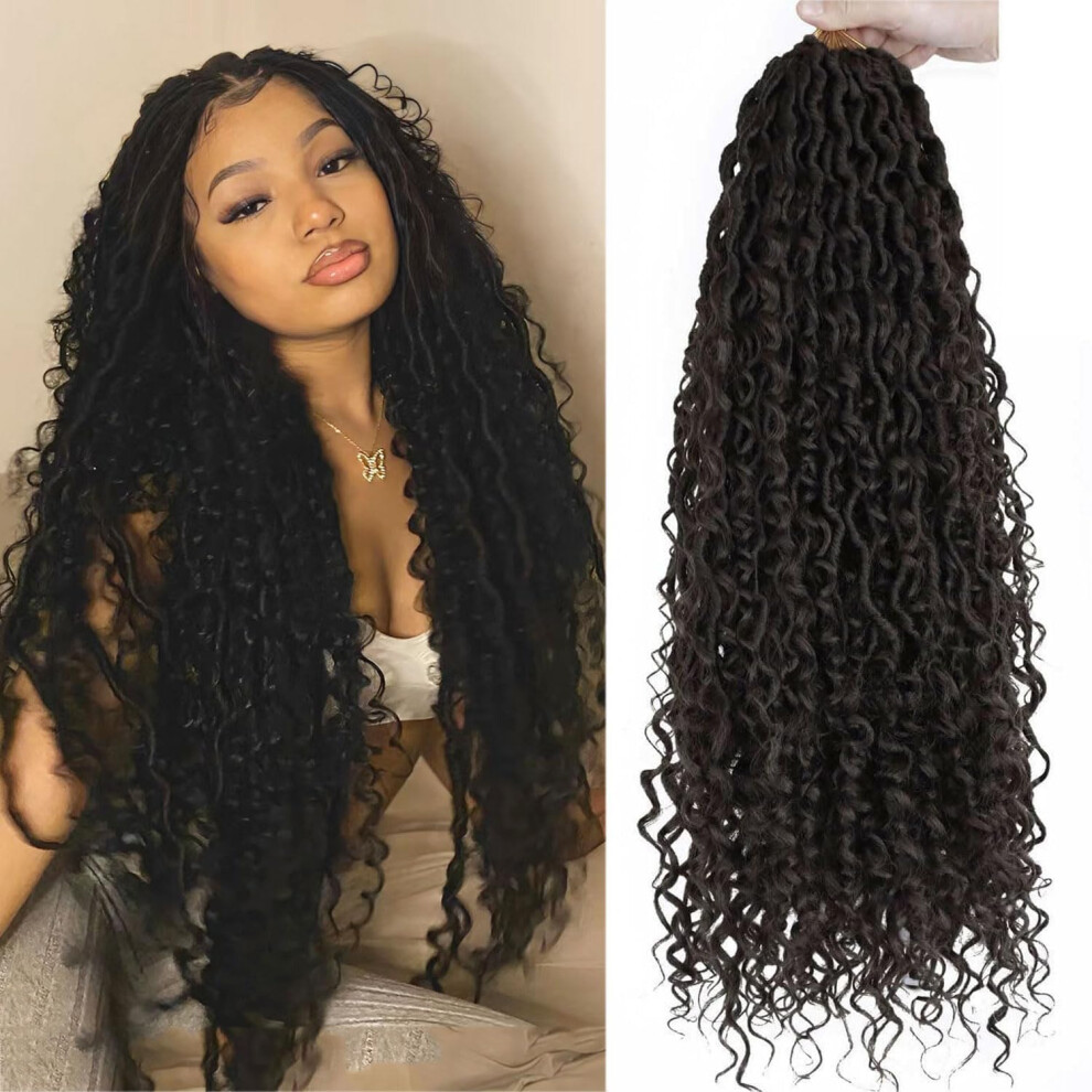 Lmzim 24 Inch Goddess Locs Crochet Hair 8 Packs Boho Faux Locs Crochet Hair For Black Women Pre Looped River Locs Crochet Braids With Curly Ends