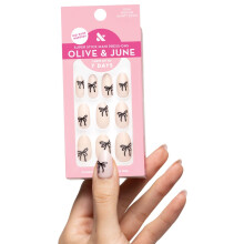 Olive & June Super Stick Mani Unhas Postiças | Médio, Oval | Sem Cola Necessária | 32 Unhas em 16 Tamanhos |