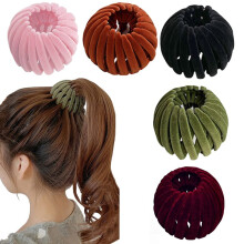 Chargenyang 5 Pcs Geometric Hair Clip Retractable Hair Loops Hair Bun Maker Quick Hair Banding Tool Nest Shaped Ponytail Holder Hair Accessory for Wom