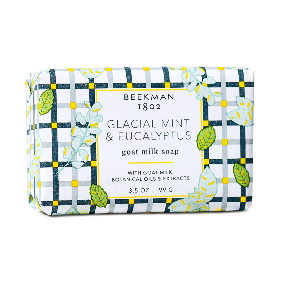 Beekman 1802 Glacial Mint & Eucalyptus Goat Milk Soap - Scented - 3.5 Oz - Cleanses Nourishes & Hydrates - Certified Microbiome Friendly - No Ir