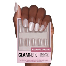 Glamnetic Press On Nails - Pure Intentions | Glanzend, Semi-Transparant, Korte Ronde Nagels, Herbruikbaar | 12 Maten - 30 Nagelset met Lijm