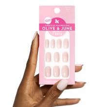 Olive & June Classic Super Stick Mani Press On Nails | Short Squoval | No Glue Needed | 32 Tab Nails in 16 Sizes | Non-Toxic Tabs Easy On-Off Non-Dam