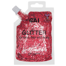 CAI BEAUTY NYC Rotes Glitzerbeutel-Gel fr Gesicht, Krper und Haare, 90 ml, holografisches Glamour-Glitzer-Make-up in kosmetischer Qualitt | Festiv