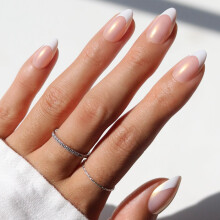 Glamnetic x GLAMZILLA Press On Nails - GIVE 'EM GRACE | Short Almond Fake French Tip Nails with Gold Glaze Salon Quality Everyday| 15 Sizes - 30 Na