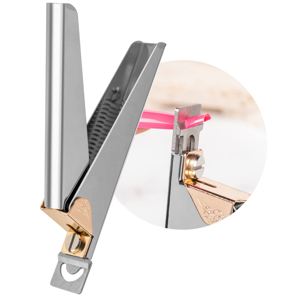 Ga&En Silver Nail Clippers For Acrylic Nails, Premium Stainless Steel Fake False Acrylic Nail Cutter, Sharp Blade Nail Manicure Nail Tips Clipper For Salon