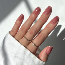 Glamnetic Press On Nails - Dusty Pink | Medium Square Fake Nails Sheer Mauve Neutral Salon Quality | 15 Sizes - 30 Nail Kit