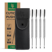 Skellax 4-teiliger Nagelhautschieber, doppelseitig, scharfe Kante, lffelfrmiges Set, Salonqualitt, Edelstahl, Metall, Manikre, Pedikre, Nagellac
