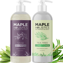 Sulfaatvrije Shampoo en Conditioner Set - Tea Tree Salie en Rozemarijn voor Droge Schilferige Scalp