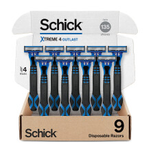 Schick Xtreme 4 Outlast Disposable Razors for Men - Schick Xtreme 4 Disposable Mens Razors for Shaving 9 Count