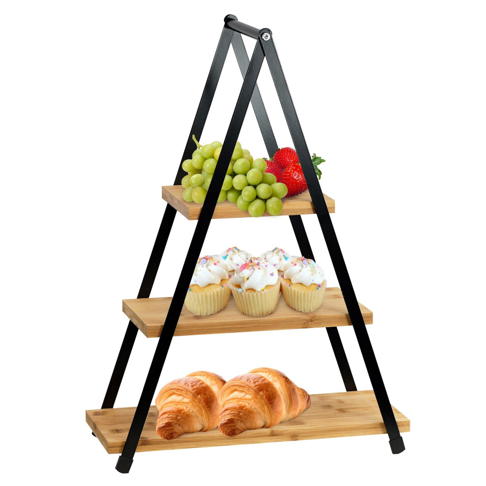 GEEZY 3 Tier Wooden Display Stand Tiered Trays Cake Holder for Afternoon Parties & Tea