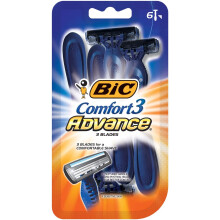 BIC Comfort 3 Advanced Wegwerpscheermes voor Mannen, Drievoudig Mes, Verpakking van 6 Scheermessen