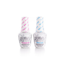 Gelish Mini Dynamic Duo - Foundation Base Gel & Top It Off Sealer Gel Set Lngvarig hgglansfinish fr gelmanikyr Hrdar snabbt i LED/UV-ljus Ing