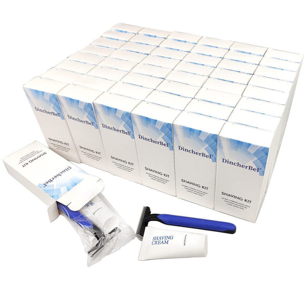 Dincherbel Cream Disposable Razors In Bulk Shaving Kit Twin Blade Razors And (12G) Individually Wrapped Toiletries Amenities For Hotel Airbnb Homeless Shelte